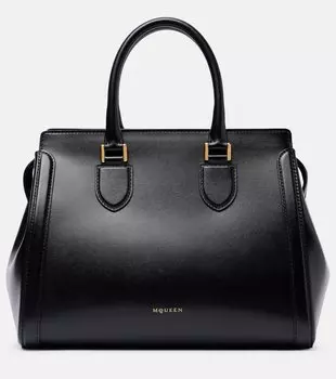 Birdee средняя кожаная сумка-тоут McQueen, Black/Gold