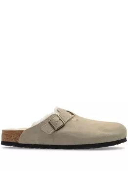 Birkenstock бостонские замшевые тапочки, нейтральный цвет