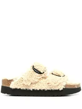 Birkenstock сандалии Arizona Big Buckle с мехом, нейтральный цвет
