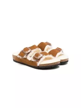 Birkenstock сандалии Arizona с мехом, коричневый