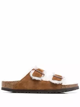 Birkenstock сандалии Arizona с меховой подкладкой, нейтральный цвет
