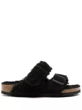 Birkenstock сандалии Arizona с подкладкой из овчины, черный