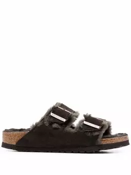 Birkenstock сандалии с мехом, зеленый