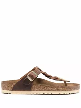 Birkenstock сандалии с плетеными ремешками, коричневый