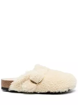 Birkenstock шлепанцы Boston на платформе с пряжками, нейтральный цвет
