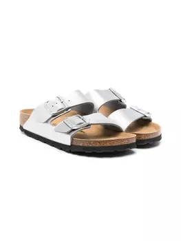 Birkenstock шлепанцы с эффектом металлик, серебристый