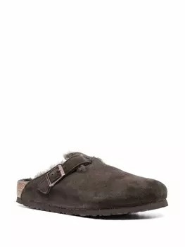 Birkenstock слиперы Boston с отделкой из овчины, коричневый