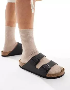 Birkenstock Unisex – Arizona – Сандалии черного цвета с бирко-флором