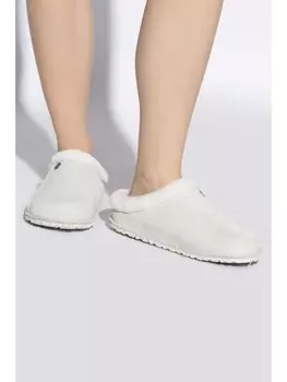 Birkenstock замшевые тапочки из овчины, белый