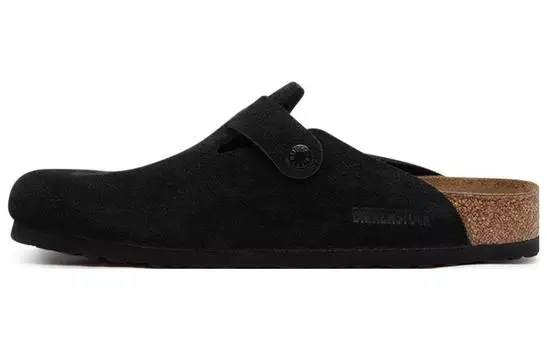 Сандалии-клоги Birkenstock Boston Soft Footbed Suede Leather, черный