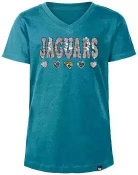 Бирюзовая футболка New Era с откидной крышкой и пайетками Jacksonville Jaguar для девочек