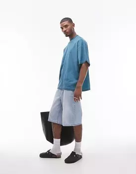 Бирюзовая футболка Topman с заниженной линией плеч и свободным кроем
