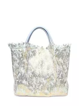 Бирюзовая кожаная сумка Carla Ferreri, бирюзовый