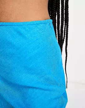 Бирюзовая льняная мини-юбка-комбинация ASOS DESIGN Tall