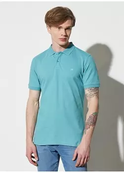 Бирюзовая мужская футболка с воротником поло Wrangler