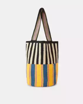 Бирюзовая сумка на плечо в полоску Тотема La Mansa, горчичный