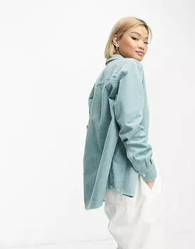 Бирюзовая вельветовая рубашка большого размера ASOS MADE IN KENYA