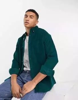 Бирюзовая вельветовая рубашка оверсайз ASOS