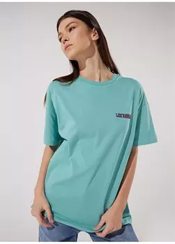 Бирюзовая женская футболка с круглым вырезом Lee