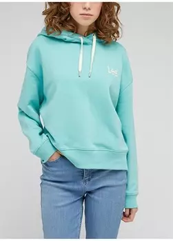 Бирюзовая женская толстовка с воротником с капюшоном Lee