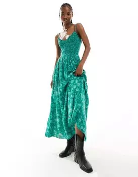 Бирюзовое платье мидакси на бретельках Free People