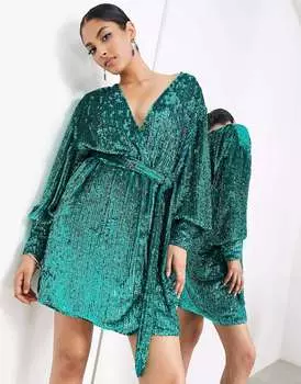 Бирюзовое платье мини с пайетками ASOS
