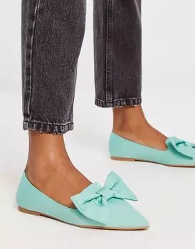 Бирюзовые кружевные балетки с бантом ASOS Lake