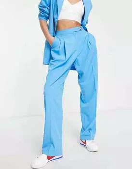 Бирюзовые однотонные мужские брюки Topshop Tailored