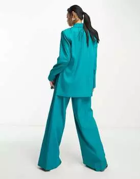 Бирюзовые широкие брюки на заказ Y.A.S