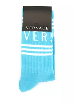 Бирюзовые женские носки с логотипом Versace