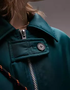 Бирюзовый бомбер с объемным воротником Topshop
