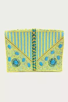 Бирюзовый клатч на плечо Vasant ручной работы с бисером ETHNiQUE