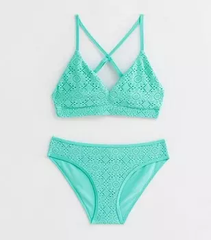 Бирюзовый комплект бикини с треугольными чашечками для девочек New Look, бирюзовый