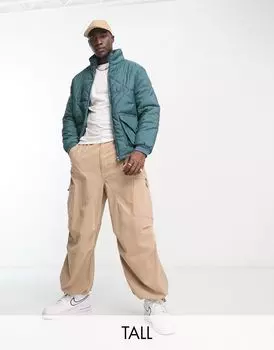 Бирюзовый стеганый пуховик с бриллиантами Another Influence Tall