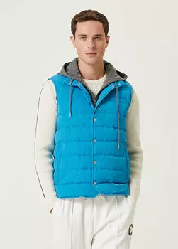 Бирюзовый трикотажный жилет с капюшоном Beymen