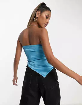 Бирюзовый удлиненный атласный корсет с драпировкой ASOS DESIGN