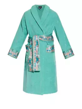 Бирюзовый вышитый халат VERSACE, зеленый