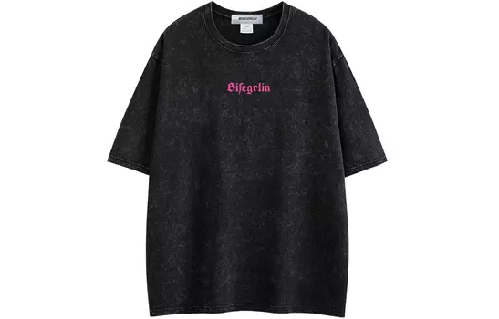 Bisegrlin BISEGRIN BisGreen Футболка унисекс, Черные короткие рукава цвета драконьего фрукта.