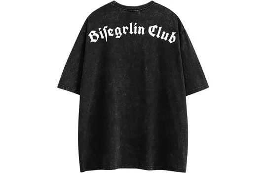 Bisegrlin BISEGRIN BisGreen Футболка унисекс, Черные короткие рукава с белым