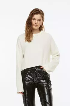 Бисерный свитер H&amp;M, сливочный