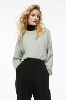 Бисерный свитер H&amp;M, зеленый шалфей