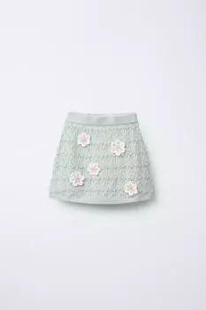 Бисером цветочный вязать юбка ZARA, цвет Sea green