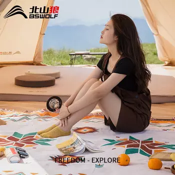 Bisinna, влагостойкий коврик для кемпинга, пикника, утолщенный портативный коврик для кемпинга, парка, весеннего отдыха, коврик для газона, кремовый белый