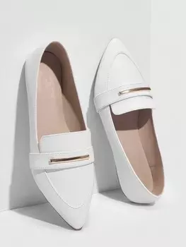 BIZCHIC Женская обувь Модные легкие туфли броги с острым носком Белый для лета Обувь для отдыха Распродажа Снова в школу Студенческая обувь Cuccoo, белый