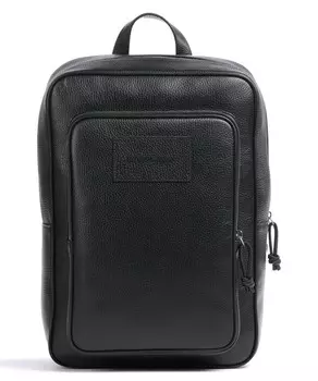 Бизнес-Рюкзак 15 дюймов из зернистой яловой кожи. Emporio Armani, черный
