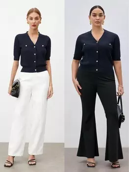 BIZwear Женская трикотажная рубашка больших размеров с короткими рукавами и металлическими пуговицами для делового повседневного использования или работы Shein, темно-синий