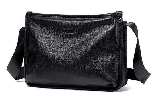 BJIAX Сумка через плечо из коровьей кожи, на одно плечо, маленькая, мужская, цвет черный/кофейный
