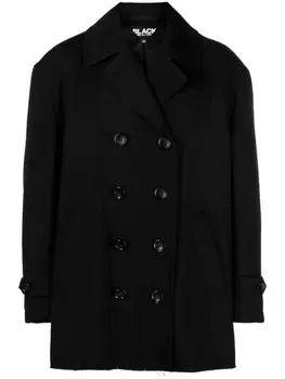 Black Comme Des Garons двубортное пальто с заостренными лацканами, черный