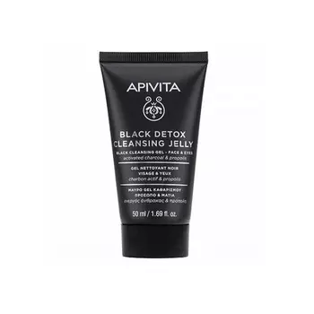 Black Detox Cleansing Jelly Черный очищающий гель для лица и глаз 50мл, Apivita