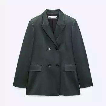 Блэйзер Zara Premium Satin, зеленый